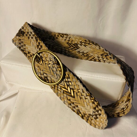 Kohl's Accessories - Braided Belt-Women's Size Small-2 1/2" wide-Bronze/Tan mix-Casual-Lightweight